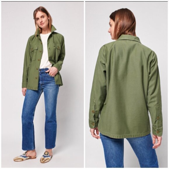 💕FAHERTY💕 Savannah Cotton Overshirt Jacket~ Fatigue Green XS NWT - Picture 2 of 16